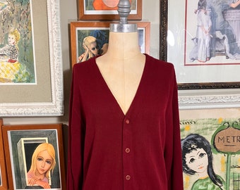 Burgundy Cardigan Men's Acrylic Sweater