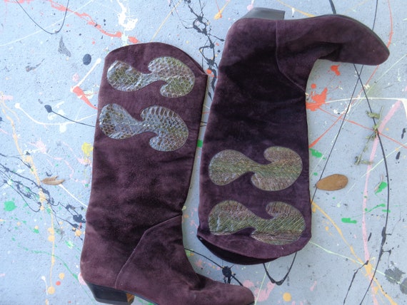 Ted Lapidus Boots Italy 1980's Ladies Deep Eggplan