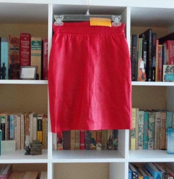 Augustina 1980’s Red Leather Skirt - image 3