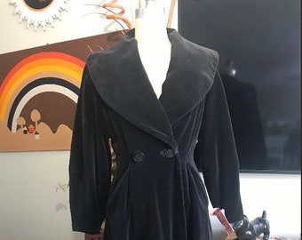 1940's Black Velvet Coat or Dress