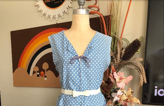 1970's Summer Cotton House Dress/Shift Dress - image 2
