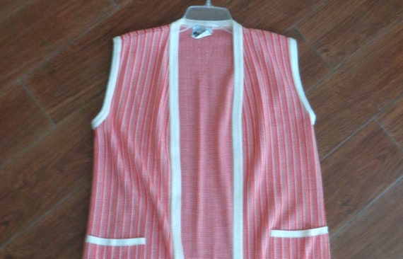 Wahls Sweden Sweater Vest 1980's Red & White Stri… - image 1