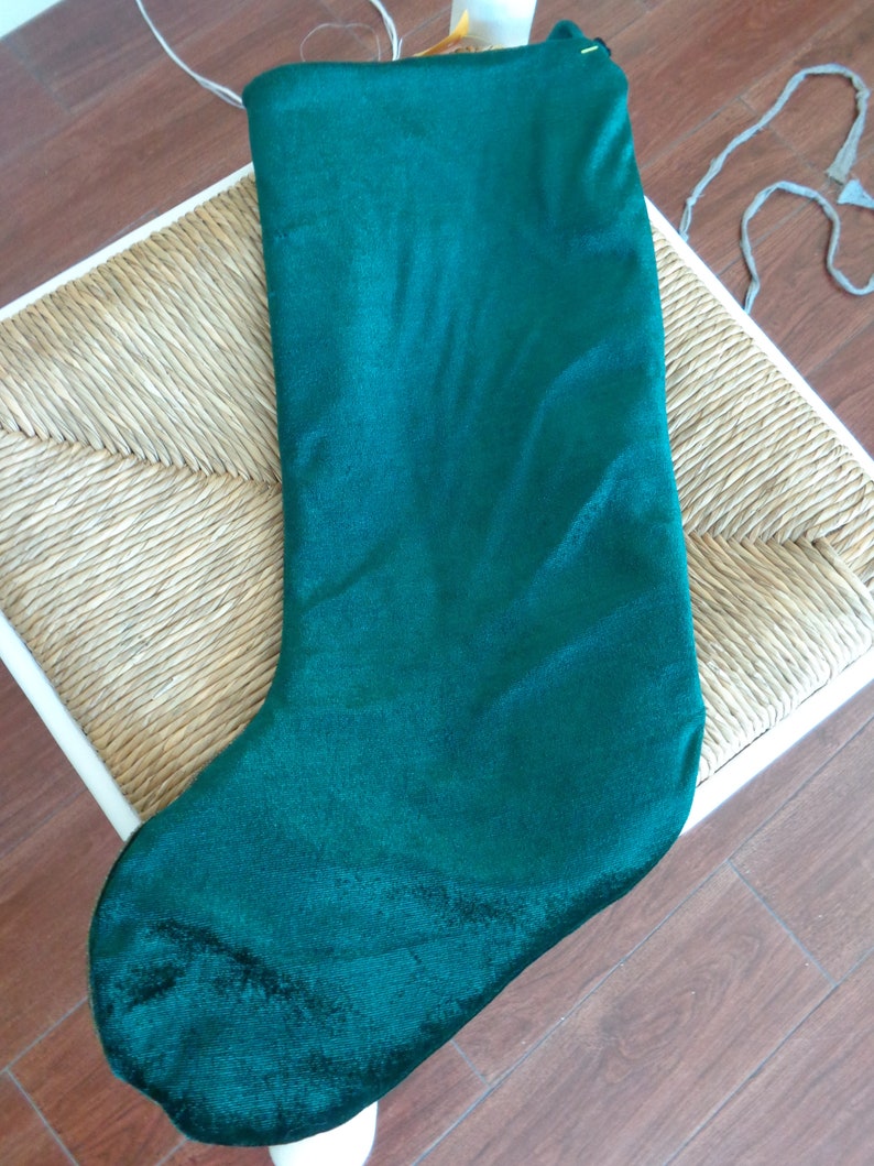 VINTAGE Green Satiny Sequined Christmas Stocking available