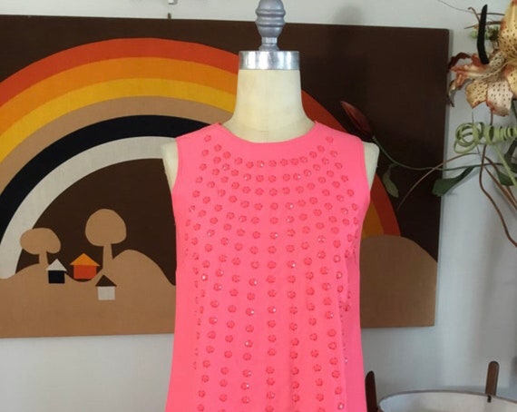 Karta 1990's Bubblegum Pink Beaded Party Dress - image 1