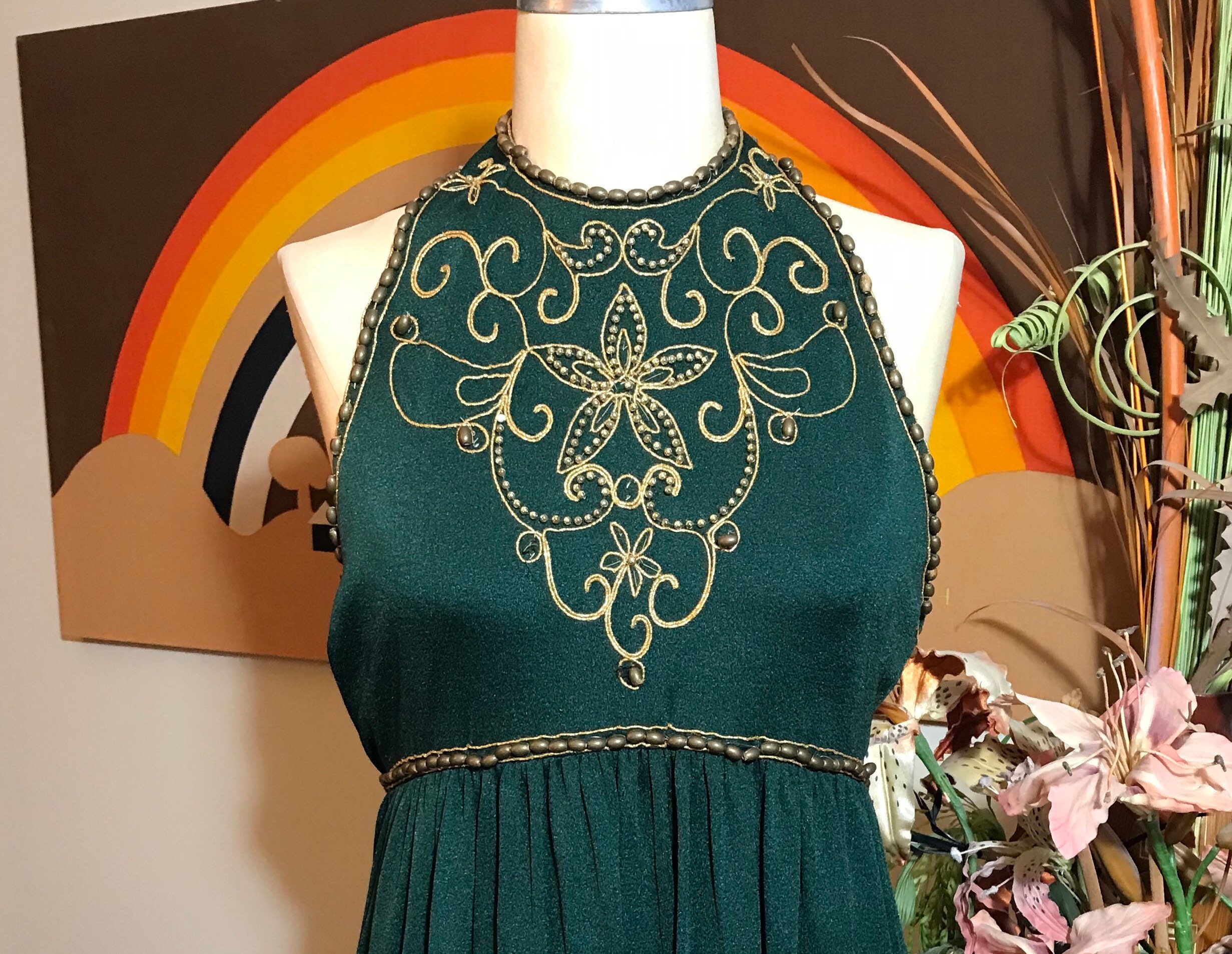 70s Gold Halter Top - Etsy