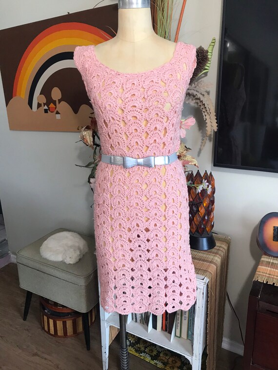 1960s Hand Crocheted Peekaboo Dress - image 2