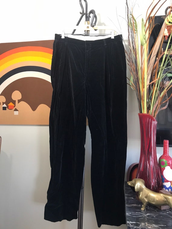 International Male 1980s Black Velvet Dress Slacks - image 2