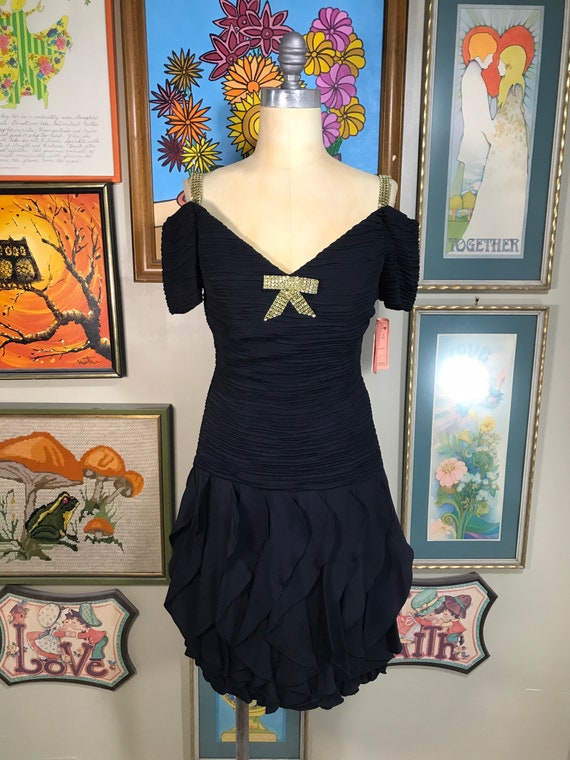1980's Ruched & Ruffled Club dress - image 2