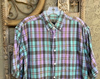 Robert Stock 1980’s Men’s Madras Plaid Shirt