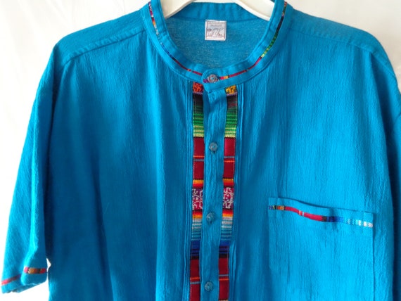 Malki 1980's Guatemalan Royal Blue Cotton Shirt