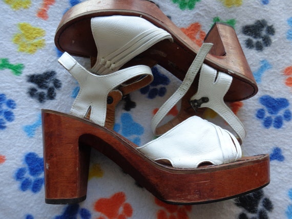 Antonio Marco 1970’s Platform Sandals White Leath… - image 4