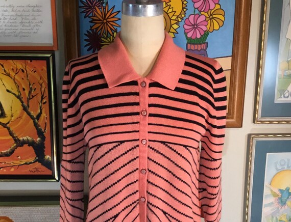 San Remo by Laura Knits Ladies 1980’s Striped Car… - image 1