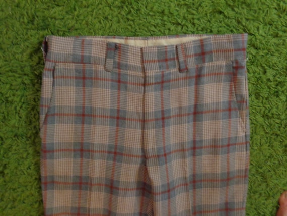 Men's 1970's Gray Plaid Cuffed Trousers