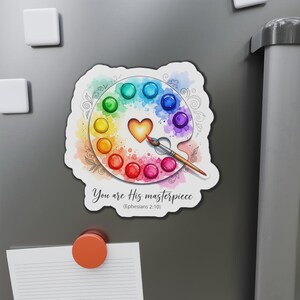 「あなたは彼の傑作」ステッカーPNG、キリスト教聖書の一節デジタルダウンロード、エペソ人への手紙2章10節印刷可能、宗教的信仰ステッカーアート