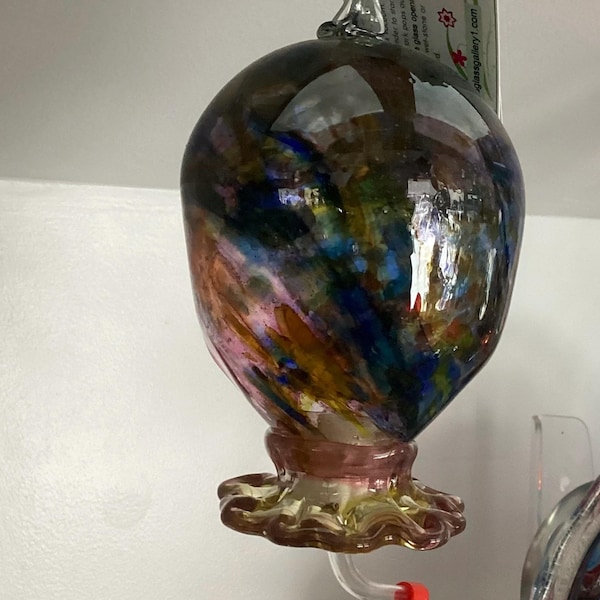 Hummingbird Feeder Handblown Glass