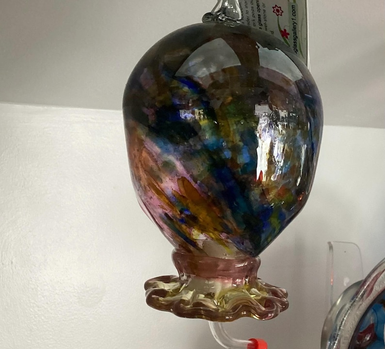 Hummingbird Feeder Handblown Glass image 1