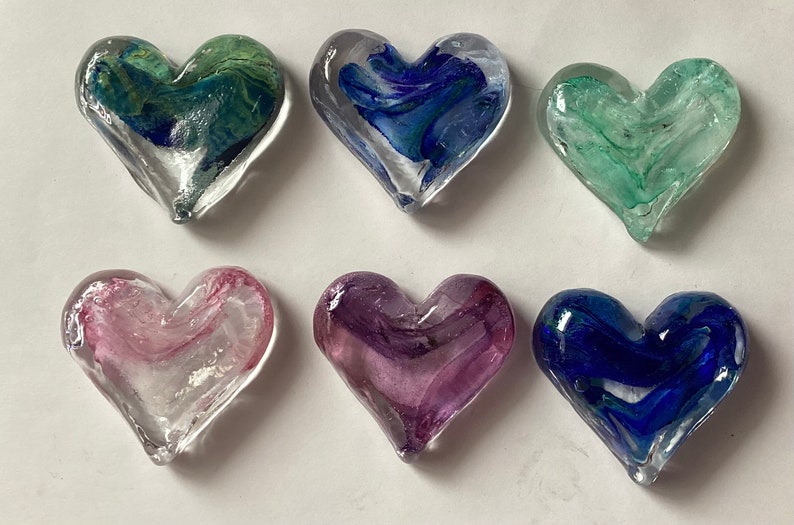 A larger Blown Glass heart, Wedding Favors, Brides gifts, Gift Hearts, Handmade glass Hearts, Valentine Hearts image 2