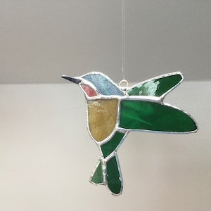 Small Hummingbird stained glass, Bird handmade