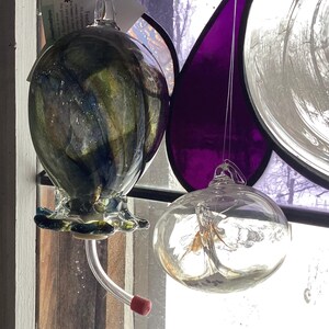 Hummingbird Feeder Handblown Glass image 4