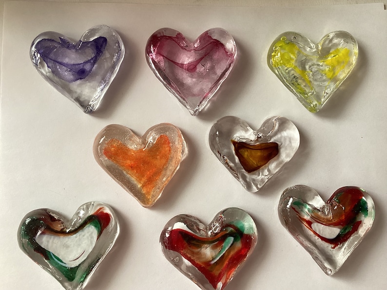 A larger Blown Glass heart, Wedding Favors, Brides gifts, Gift Hearts, Handmade glass Hearts, Valentine Hearts image 1