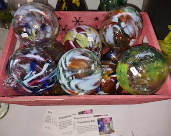 ornament ball, Glass Friendship ball, Handblown glass ornament , Hand blown ornament , Christmas gift