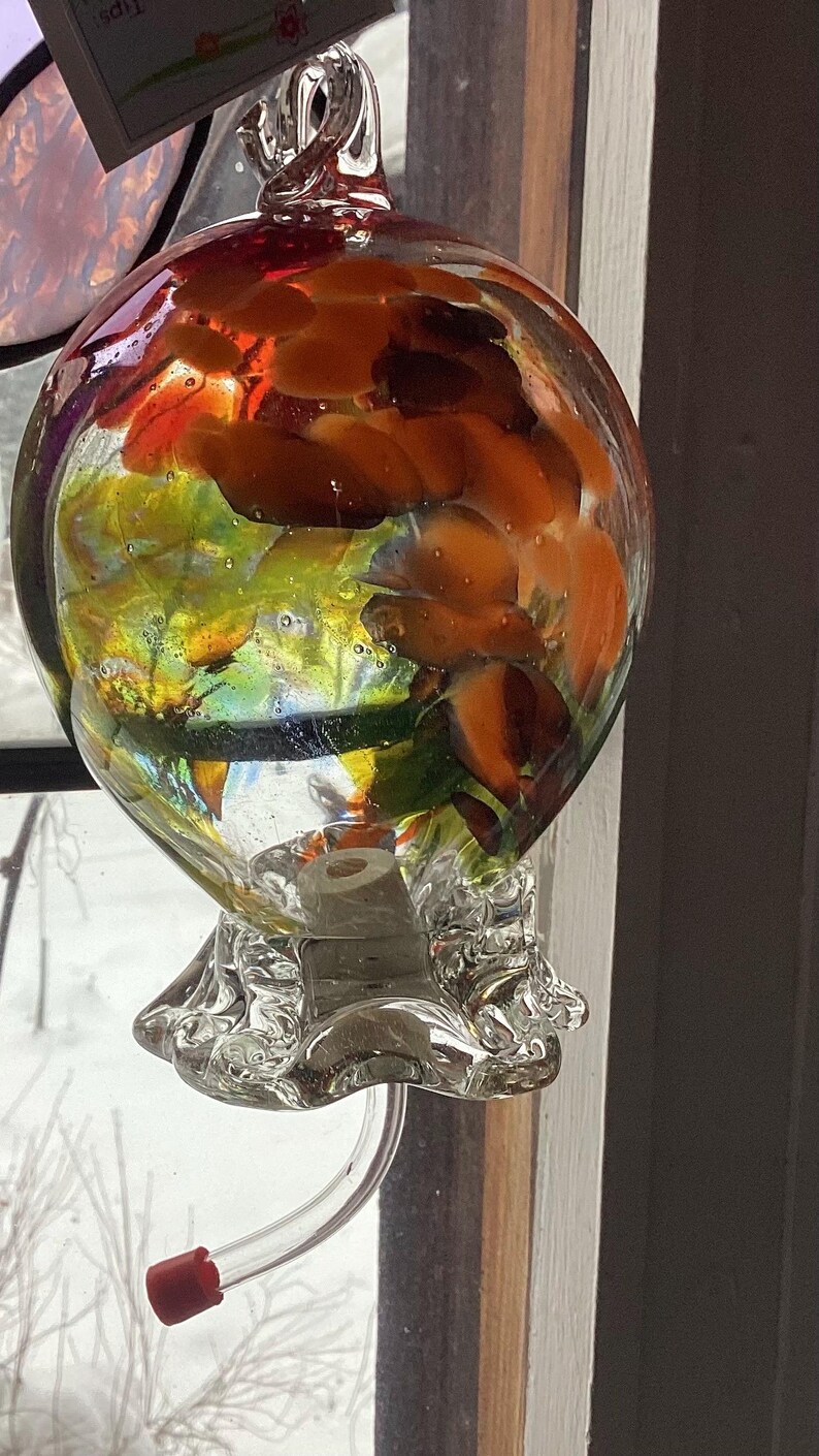 Hummingbird Feeder Handblown Glass image 3