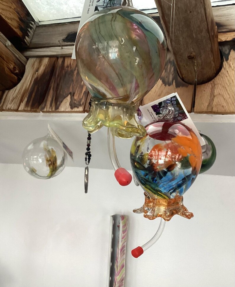 Hummingbird Feeder Handblown Glass image 2
