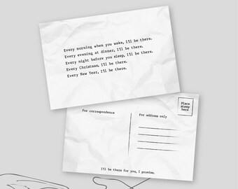 Minimalistische Liebesbotschaft Postkarte - Romantisches Geschenk zum Jahrestag (Digitaler Download)