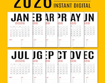 Kalender 2026 zum Ausdrucken | Sofort Download