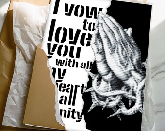 Jetzt herunterladen! Betende Hände Wand Kunst Druck | Black and White Love Kunst