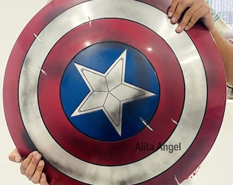 Battle Damaged Captain America Shield: 22" Aluminum Cosplay Prop