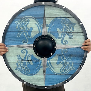 Wooden Viking Dragon Shield: Norse Decor, Cosplay Prop