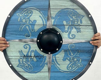 Wooden Viking Dragon Shield: Norse Decor, Cosplay Prop