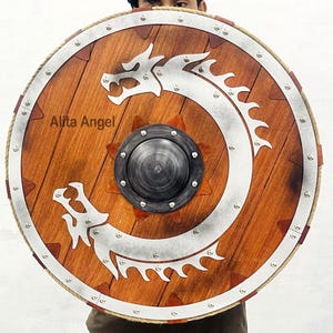Dragon Viking Shield: Handcrafted Wooden Shield for Cosplay & Home Decor