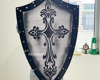 Mittelalterliches Tempelritter Schild: Ritterkreuz aus Holz, für LARP und Cosplay