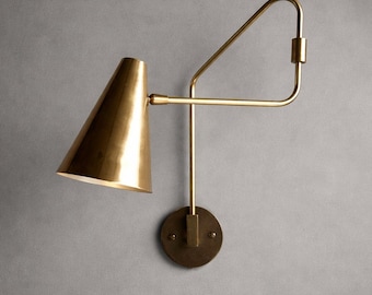 Mid Century Modern Brass Swing Wall Sconce - Minimalist Design