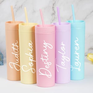 Custom Skinny Tumbler,Personalized Tumbler with Lid and Straw,Bridesmaids Gift,Girl Trip Tumbler,Bachelorette Party Gift,Wedding Party Gift