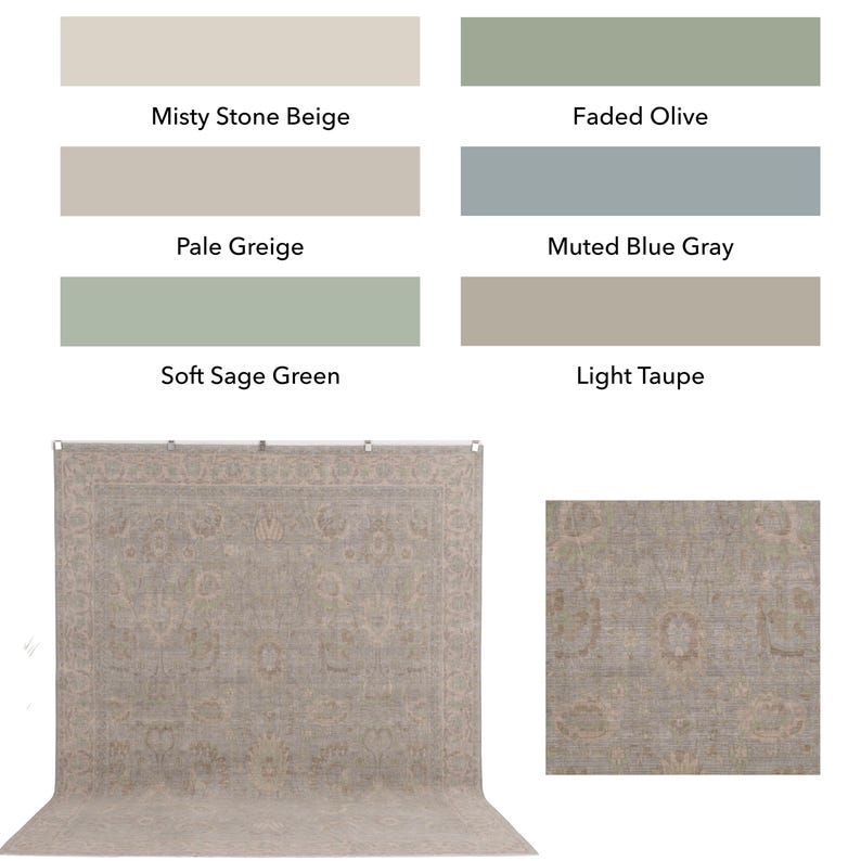 Alfombra turca azul de 8 x 10, alfombra neutra de lana para sala de estar, alfombra oriental, alfombra Oushak, alfombra grande para decoración rústica, 7'11 x 9'11 imagen 3