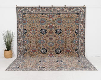 8x12 ヴィンテージ トルコラグ、ハンドメイドラグ - ベージュ