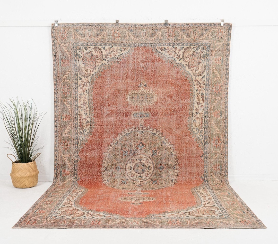 7x12 Rug 7x12 Turkish Rug, Handmade Orange 1970s - Vintage Oriental, Oushak ...