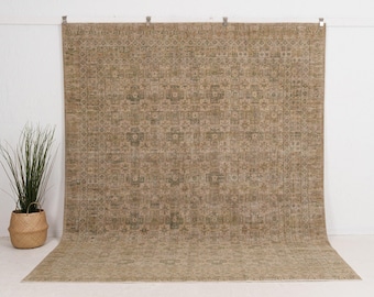 8x10 Neutral Rug, Beige Turkish Rug | Wool Area Rug for Bedroom, Unique Oriental Rug, Oushak Rug, Large Rug for Interior Design, 7&#39;10 x 9&#39;10
