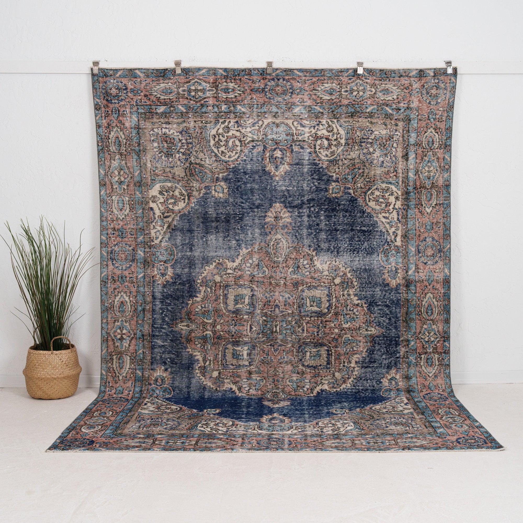 52×141 \"幸せの青い鳥\" ViNTAGE TURKiSH RUG 52×141 