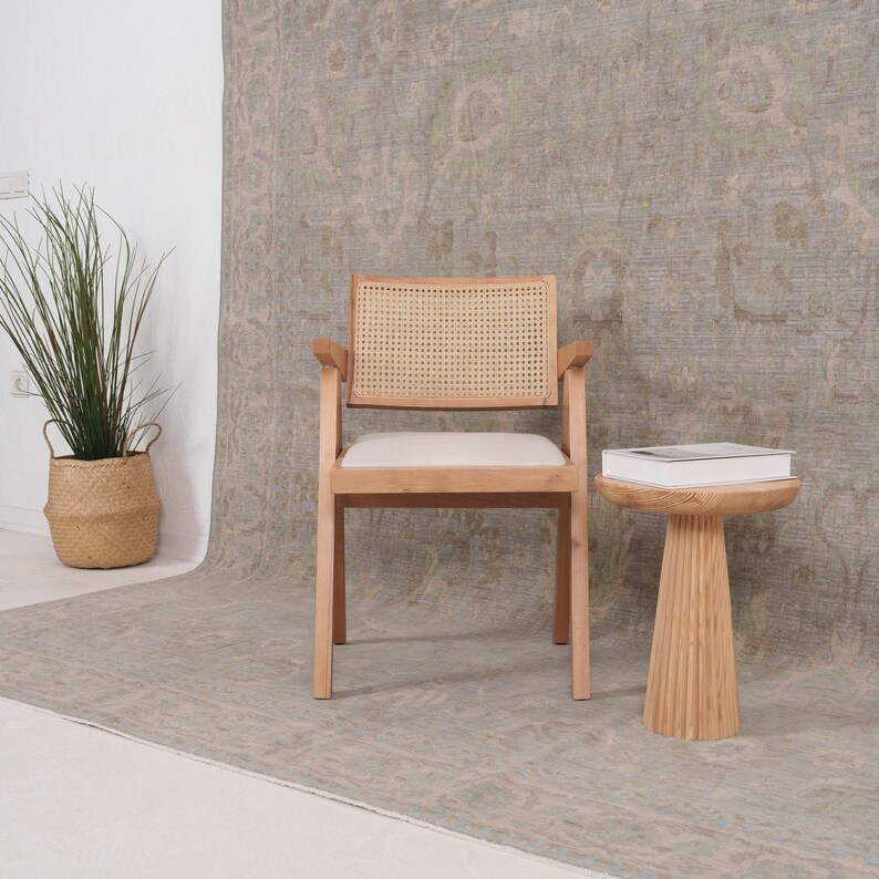 Alfombra turca azul de 8 x 10, alfombra neutra de lana para sala de estar, alfombra oriental, alfombra Oushak, alfombra grande para decoración rústica, 7'11 x 9'11 imagen 10