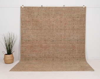 8x10 Peach Rug, Large Turkish Rug, Terra Wool Area Rug for Living Room, Oriental Rug, Oushak Rug, Neutral Rug for Home Decor