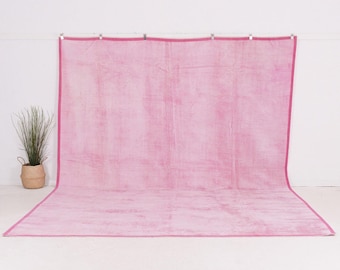 Vintage Overdyed Rug 10x14, Handmade | Pink Antique Nepal Wool Area 1970s, Living Room Bedroom Bohemian Decor, 10'2" x 13'7"