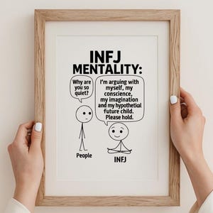 INFJ Personality Art Illustration, Funny Mentality Print, PNG Download, INFJ Humor, Gift for INFJs