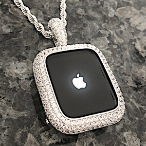 Apple Watch Pendant,Necklace White gold wear on watch or neck Lab Diamond Apple Watch necklace Apple Watch bling Apple Watch cases