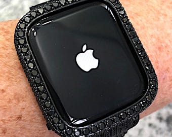Black Bezel Only Lab Diamond Apple Watch Bezel Apple Watch Case cover bumper Bling iwatch 38,42,41,45,46,49 Ultra 4 3 2 1 Apple Watch cases