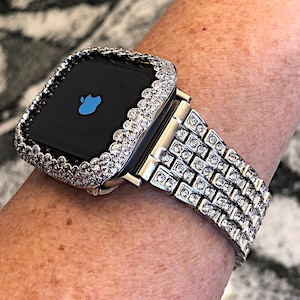 Crystal Apple Watch band and or Lab Diamond Apple Watch case Bezel bling 38/40 42/44mm case cover Series 1,2,3,4,5,6,SE