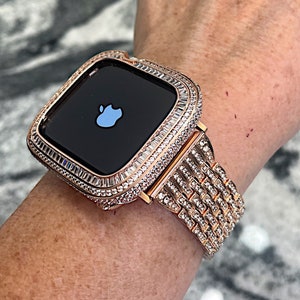 Rose gold Apple Watch Band and or Baguette Lab diamonds Apple Watch case Apple Watch cases Apple Watch bands Apple Watch straps Apple Watch